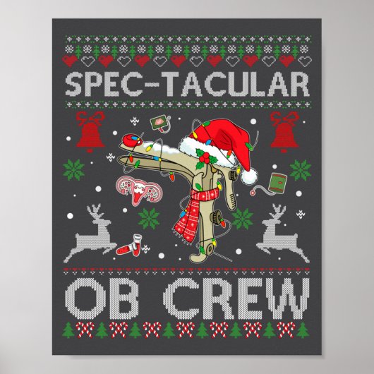 壮観なOBクルー診察用窺器 クリスマスのセーター OBG ポスター (正面)