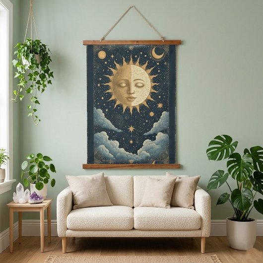 壮麗なる太陽 天体スター 神秘的な芸術 スピリチュアル 吊り下げ型タペストリー