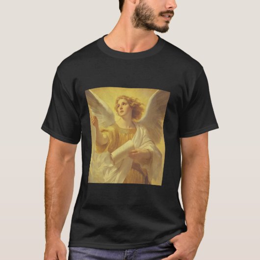 壮麗なる聖ガブリエル大天使 ビンテージ カトリックの聖人 Tシャツ (正面)