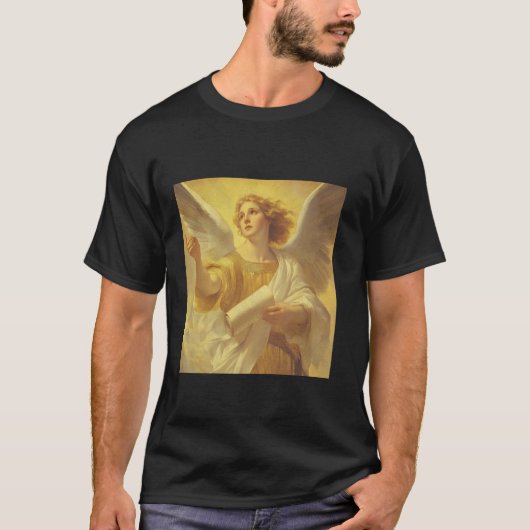 壮麗なる聖ガブリエル大天使 ビンテージ カトリックの聖人 Tシャツ (正面)