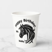 壮麗なる黒馬の頭部 名前 年齢 誕生日 紙コップ (正面)