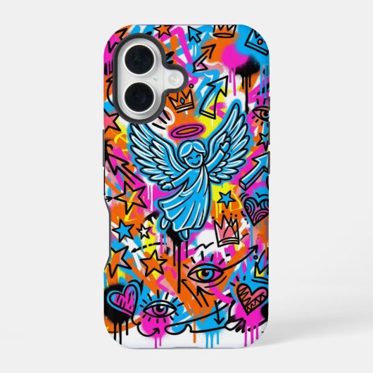 壮麗なネオンエンジェルアイコンケース iPhone 16 16ケース (裏面)