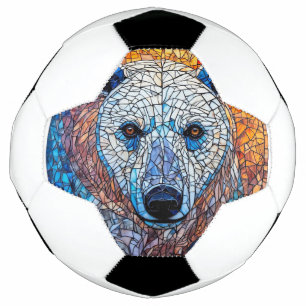 壮麗なホッキョクグマのステンドグラスアート サッカーボール