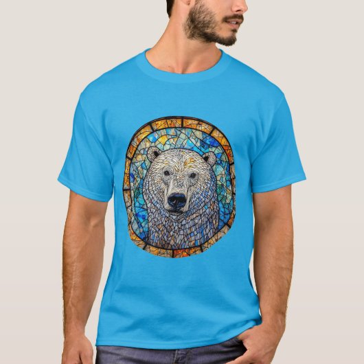 壮麗なホッキョクグマのステンドグラスアート Tシャツ (正面)