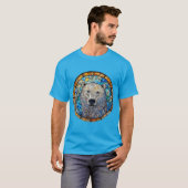 壮麗なホッキョクグマのステンドグラスアート Tシャツ (正面フル)