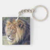 壮麗なライオンが付いている正方形のアクリルのkeychain! キーホルダー (裏面)