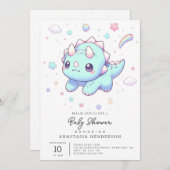 壮麗な夢見る恐竜のベビーシャワー 招待状 (正面/裏面)