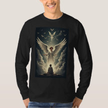 壮麗な天界の天使 メンズ 長袖Tシャツ