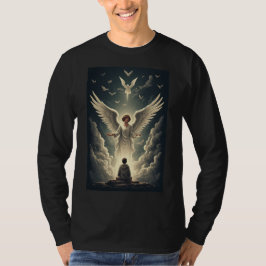 壮麗な天界の天使 メンズ 長袖Tシャツ Tシャツ