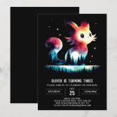 壮麗な小さな猫の誕生日を美しく 招待状 (正面/裏面)