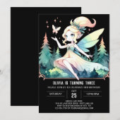 壮麗な森の妖精の誕生日 招待状 (正面/裏面)