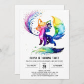 壮麗な森の狐 デジタルガールバースデー 招待状 (正面/裏面)