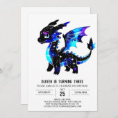 壮麗な水彩ドラゴン デジタル男子誕生日 招待状 (正面/裏面)