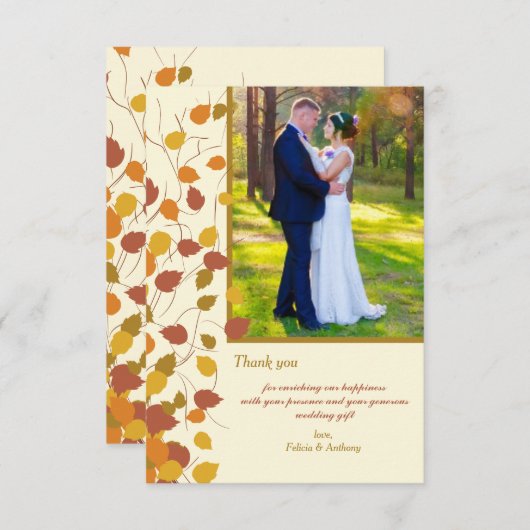壮麗な秋の写真のサンキューカード サンキューカード (正面/裏面)