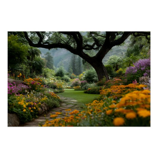 壮麗な花の天蓋 庭園の小道 ポスター (正面)