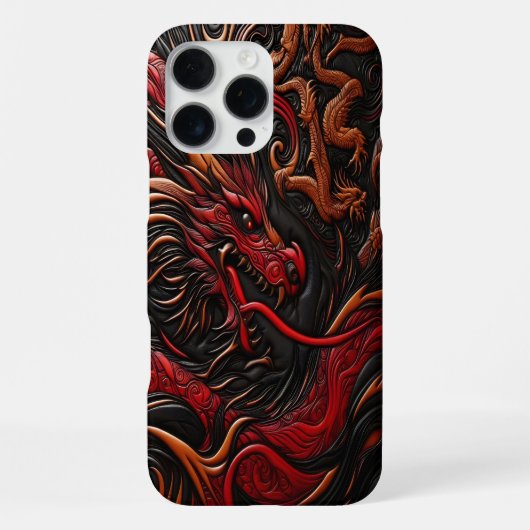壮麗な赤龍のデザイン iPhoneケース (裏面)