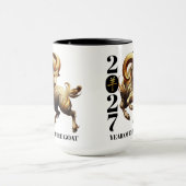 壮麗な金色の亥年中国火羊2027 マグカップ (中央)