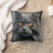 壮麗な長毛種の猫の肖像画デザイン クッション (ブランケット)