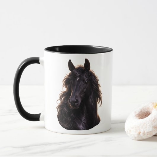 壮麗な黒い種牡馬 マグカップ (ドーナツ)