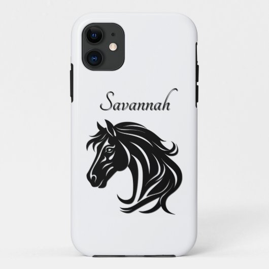 壮麗な黒馬の頭部と名前 Case-Mate iPhoneケース (裏面)