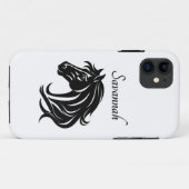 壮麗な黒馬の頭部と名前 Case-Mate iPhoneケース (裏面(横))
