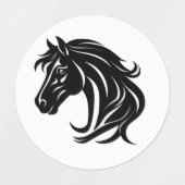 壮麗な黒馬の頭部 ラベル (デザイン1)