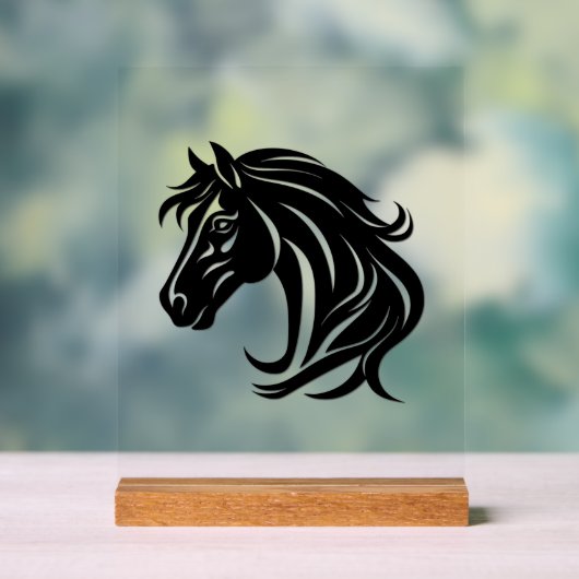 壮麗な黒馬の頭 アクリルサイン (ニュートラル)