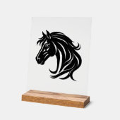 壮麗な黒馬の頭 アクリルサイン (傾斜)