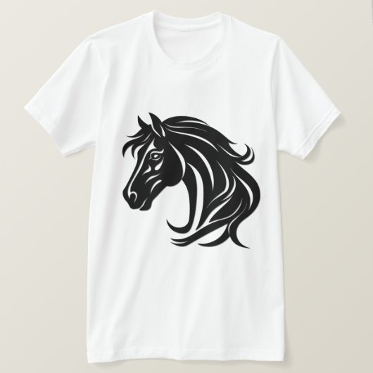 壮麗な黒馬の頭 Tシャツ (デザイン正面)
