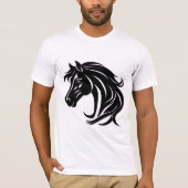 壮麗な黒馬の頭 Tシャツ (正面)