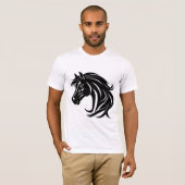 壮麗な黒馬の頭 Tシャツ (正面フル)