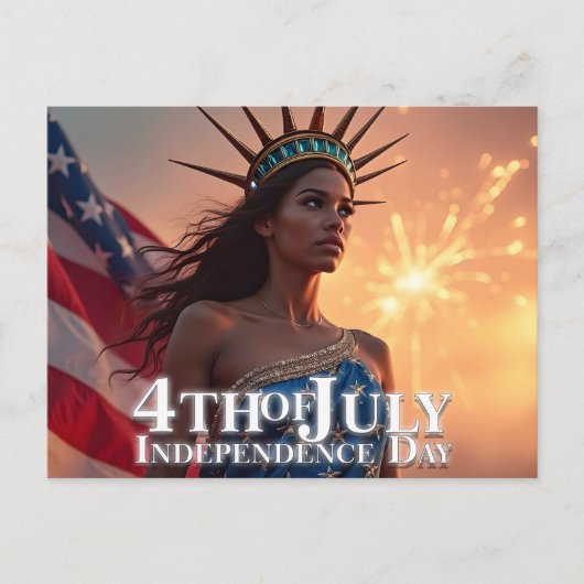 壮麗な7月4日のデザイン - 花火と自由 シーズンポストカード (正面)