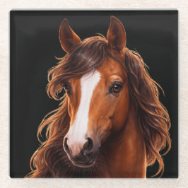 壮麗な、白斑のある茶色の馬 ガラスコースター