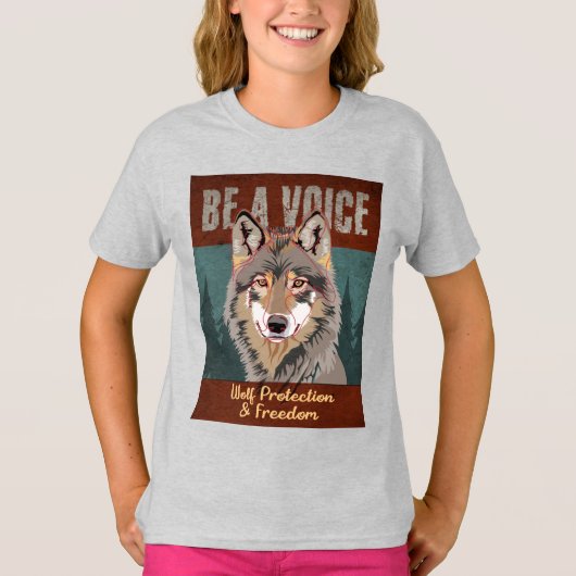 声になる – 狼の保護と自由 Tシャツ (正面)