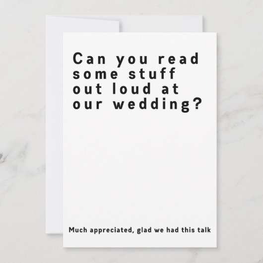 声に出して読んでくれる？　面白い結婚式 招待状 (正面)
