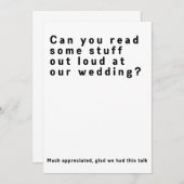 声に出して読んでくれる？　面白い結婚式 招待状 (正面/裏面)