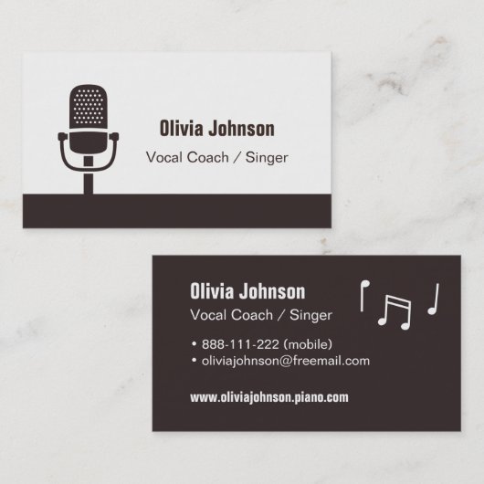 声コーチの歌手のマイクロフォンアイコン名刺 名刺 (正面/裏面)