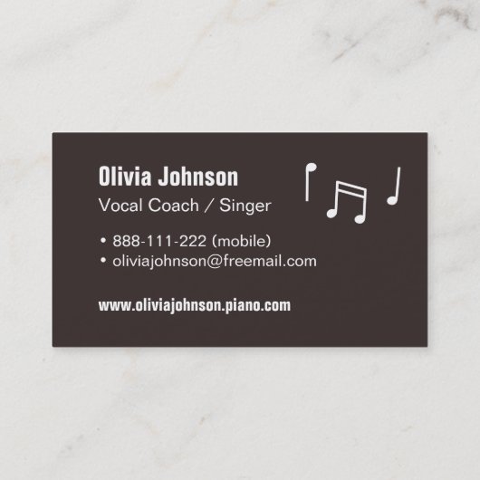声コーチの歌手のマイクロフォンアイコン名刺 名刺 (裏面)