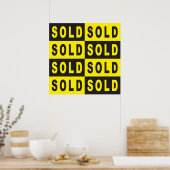 売りサインの黄色い黒 ポスター (キッチン)