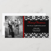 売り上げ!赤いクリスマスダマスクのフォトカード シーズンカード (正面/裏面)