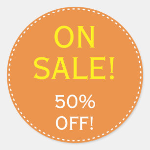 「売り出しだ!50%引け!」ステッカー ラウンドシール