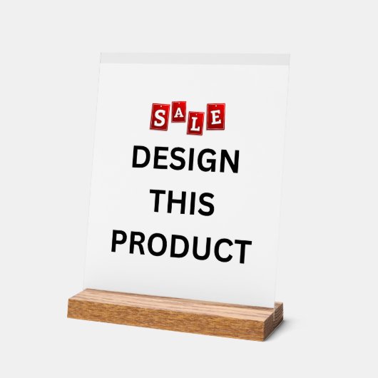 売れ！アクリル記号8" x 10インチ – 木製スタンド アクリルサイン (傾斜)