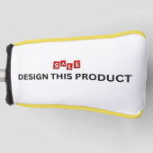 売れ！ゴルフパターヘッドカバー – イエロートリム – カスタム ゴルフヘッドカバー (正面)