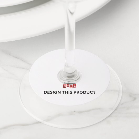 売れ！ワイングラスラベル（2.5インチ） - 12セット – ラウンド ワイングラスタグ (クローズアップ)