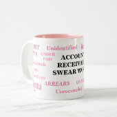 売掛金の誓い言葉!うっとうしい冗談 ツートーンマグカップ (正面左)