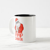 売春あっせん業者サンタクロースの不適切なクリスマスアダルト ツートーンマグカップ (正面左)