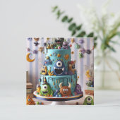 変おもしろい化モンスターケーキ誕生日 招待状 (スタンド正面)