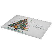 変なお洒落クリスマスツリー、明るい色。 カッティングボード (角)