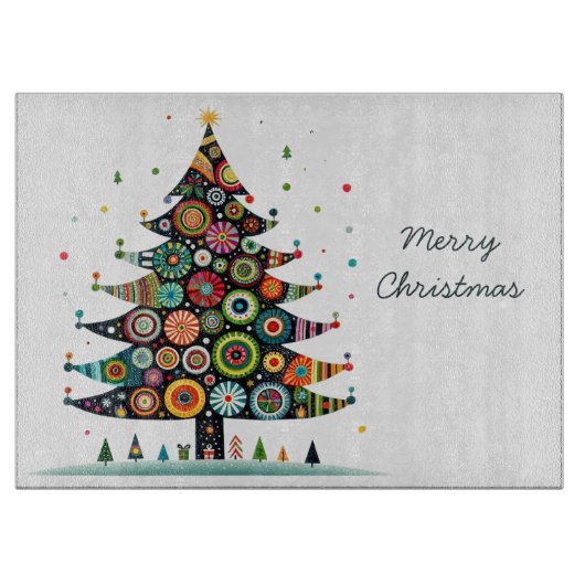 変なお洒落クリスマスツリー、明るい色。 カッティングボード (正面)