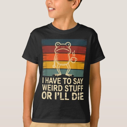 変なことを言わないと死ぬ面白いカエルMeme Tシャツ (正面)